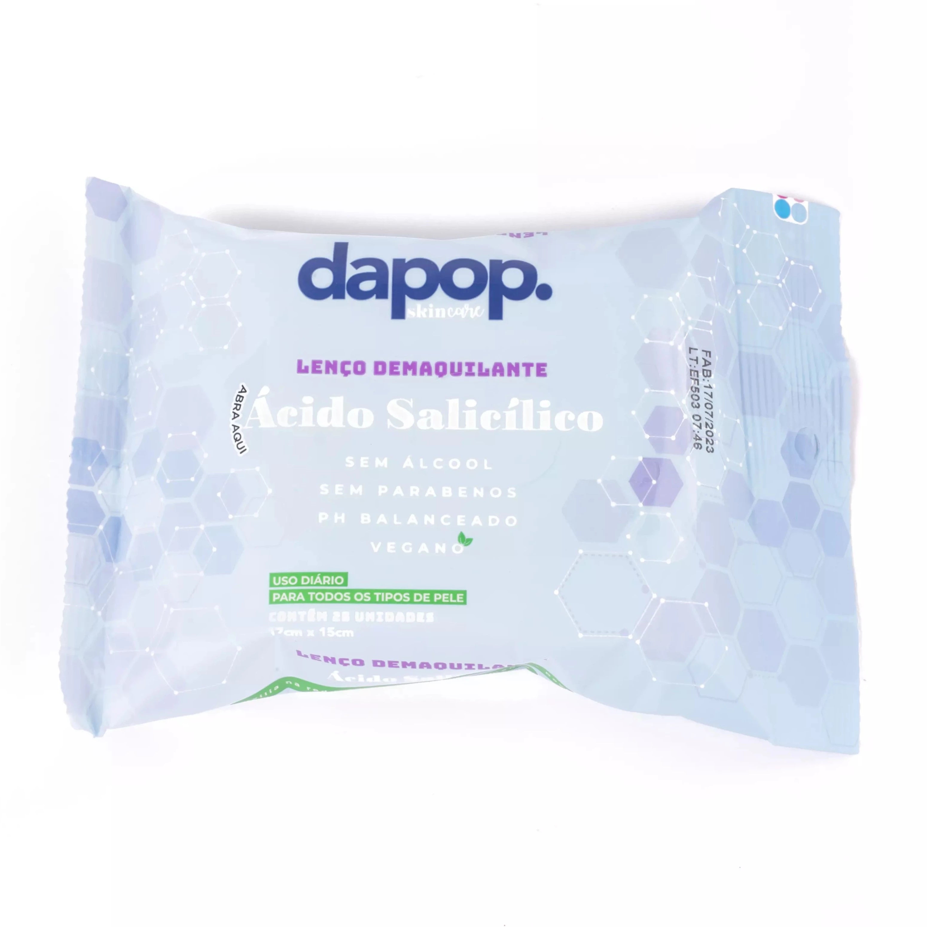 Novo Lenço Demaquilante Com Ácido Salicílico - Dapop